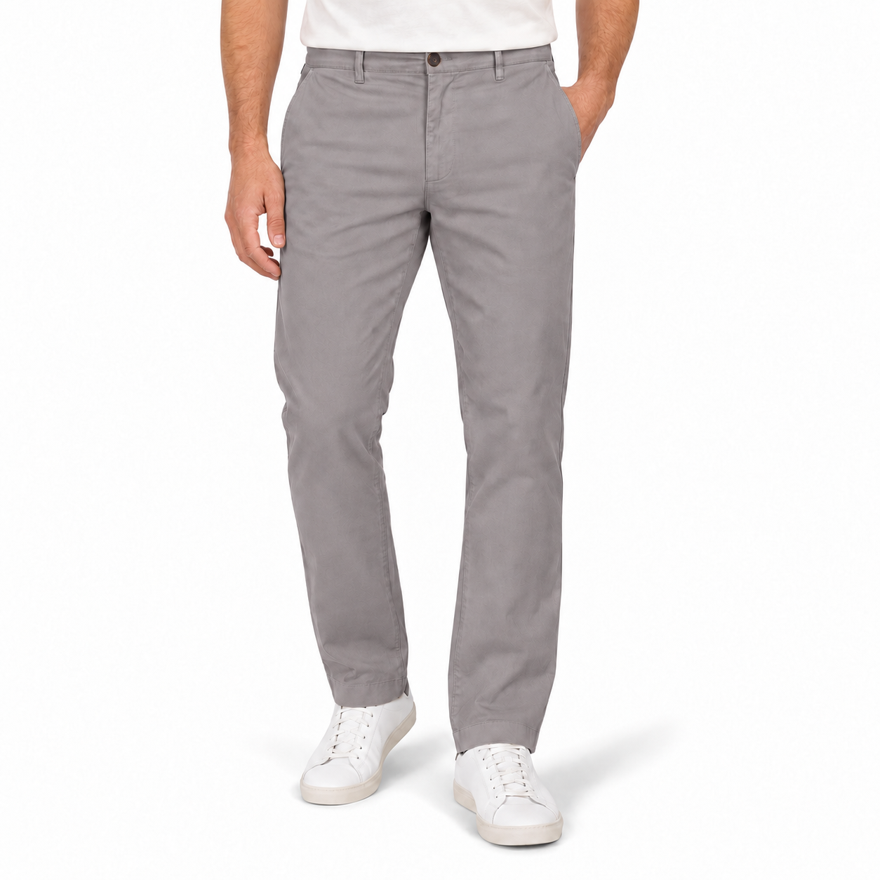 Charcoal gray men's casual business pants front view
