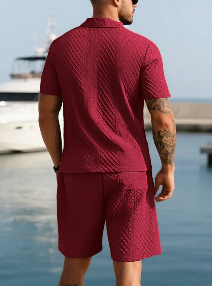 Men's Polo Shirt and Drawstring Shorts Set