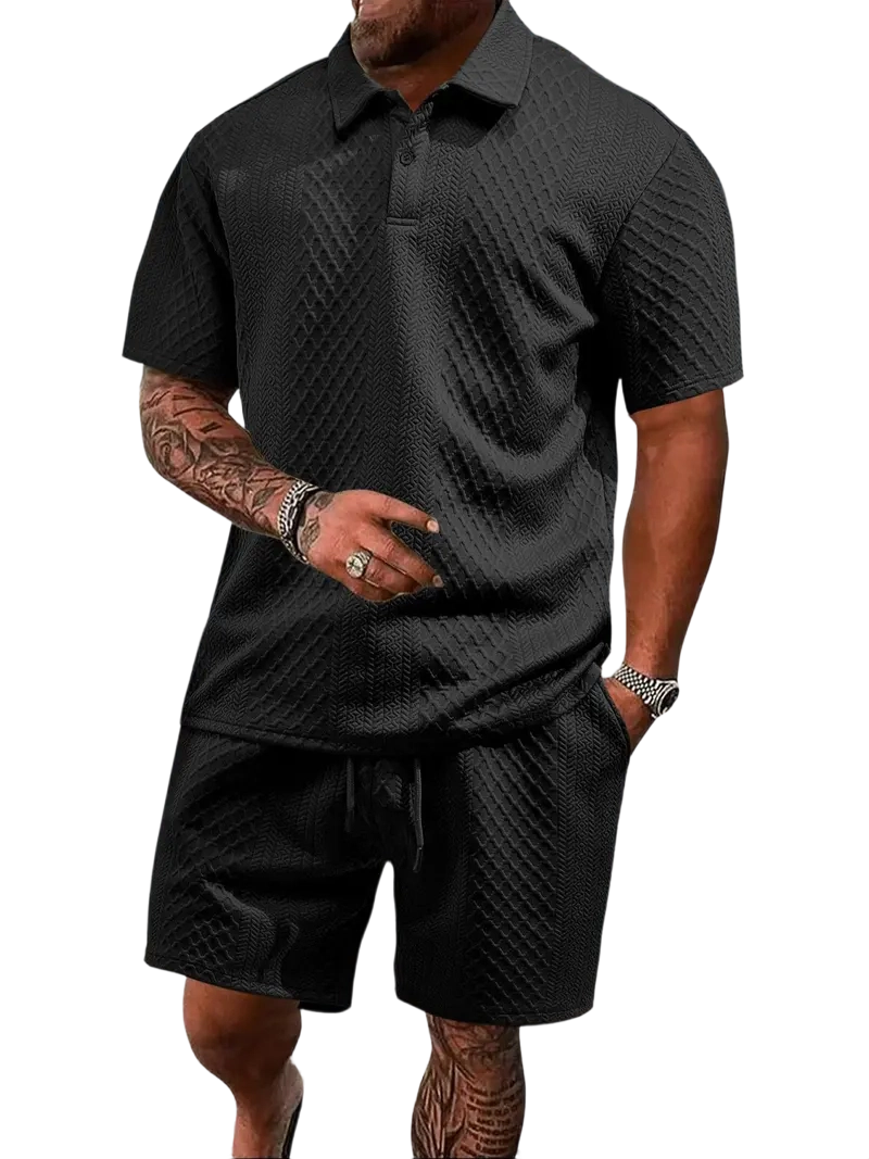 Men's Polo Shirt and Drawstring Shorts Set