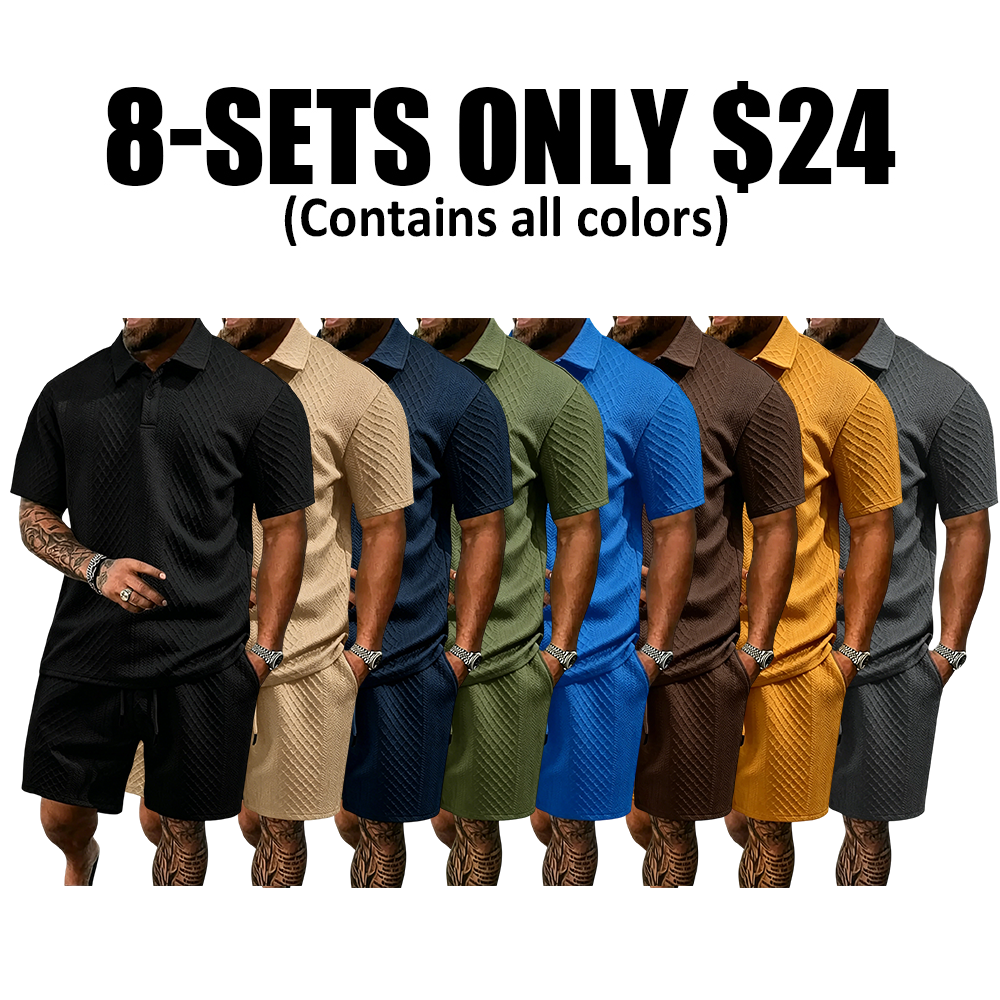 Men's Polo Shirt and Drawstring Shorts Set