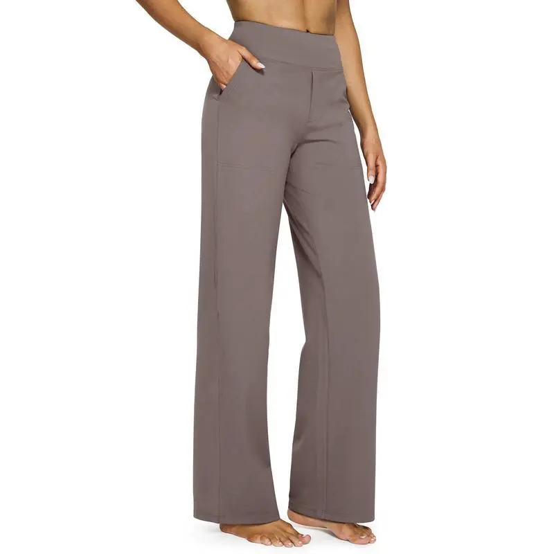 Women’s High-Waist Wide Leg Pants – Business Casual Yoga Dress Pants with Pockets