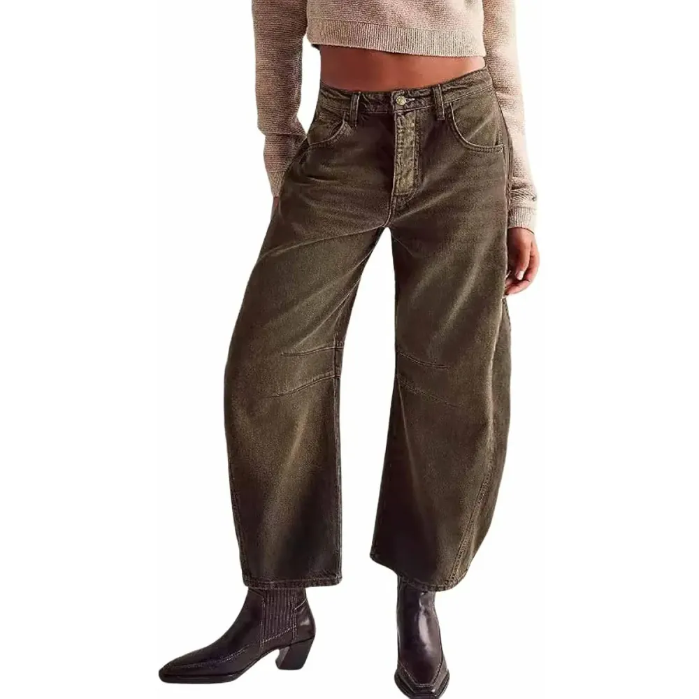  Barrel Jeans - Women Wide Leg Cropped Jeans