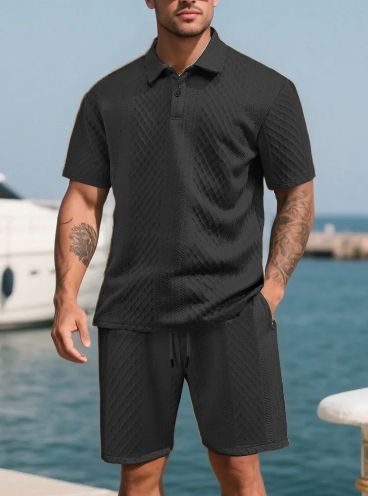 Men's Polo Shirt and Drawstring Shorts Set