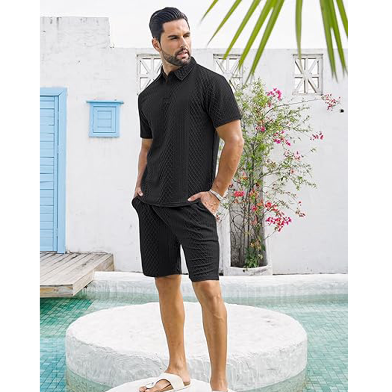 Men's Polo Shirt and Drawstring Shorts Set