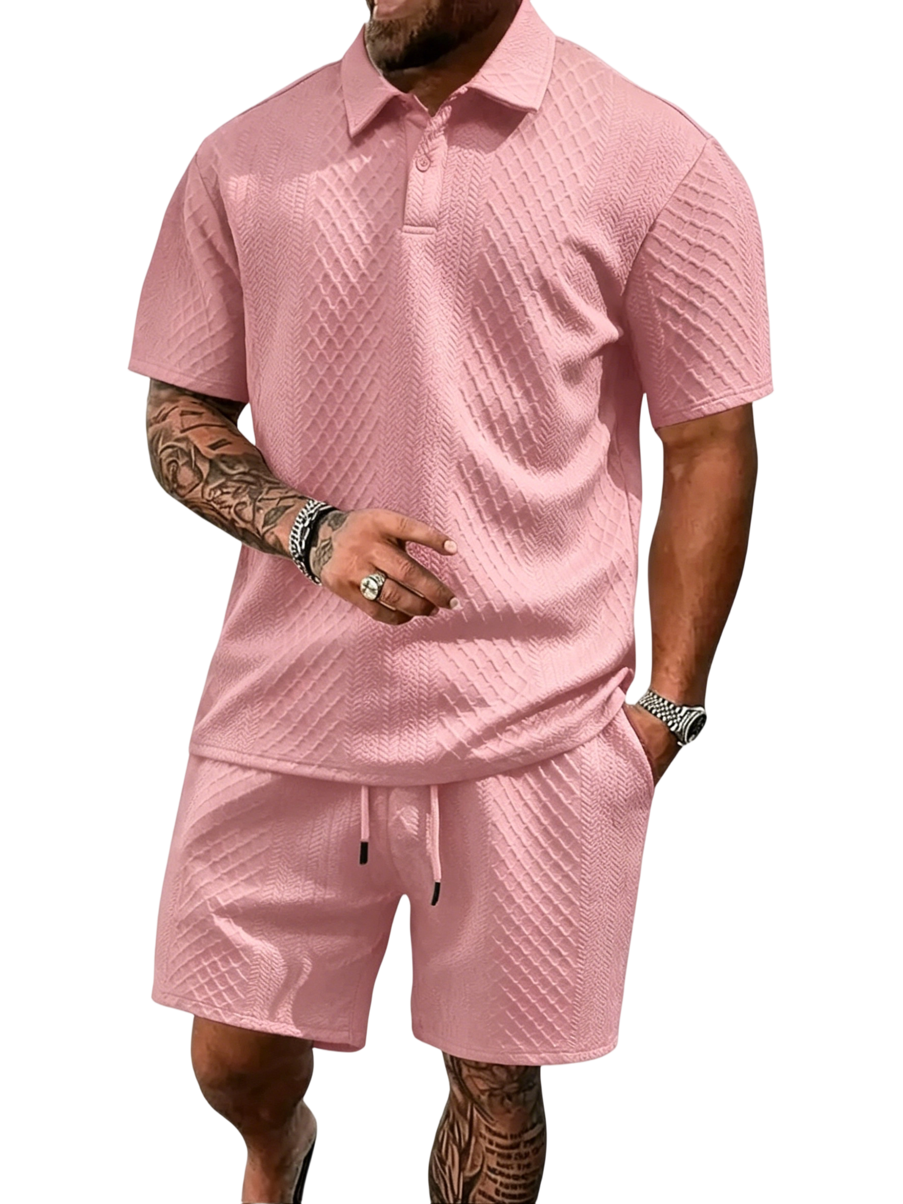 Men's Polo Shirt and Drawstring Shorts Set