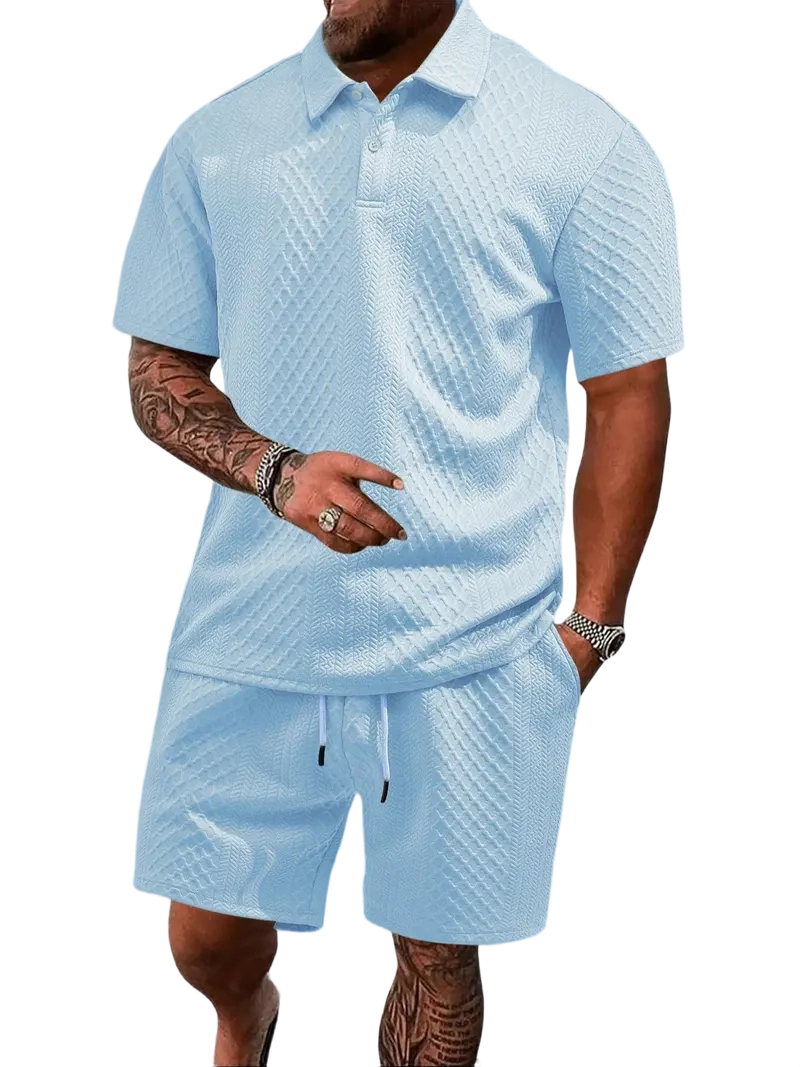 Men's Polo Shirt and Drawstring Shorts Set