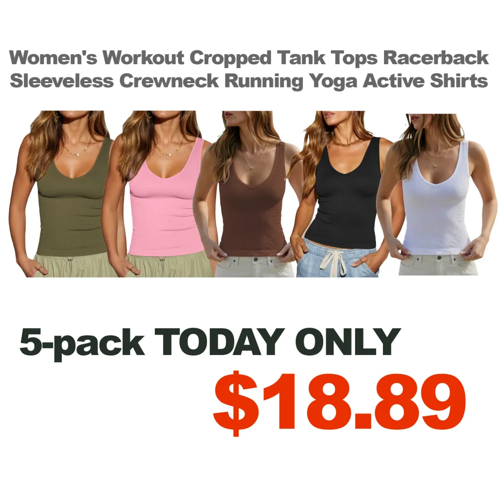 Women's Workout Cropped Tank Tops Racerback Sleeveless Crewneck Running Yoga Active Shirts