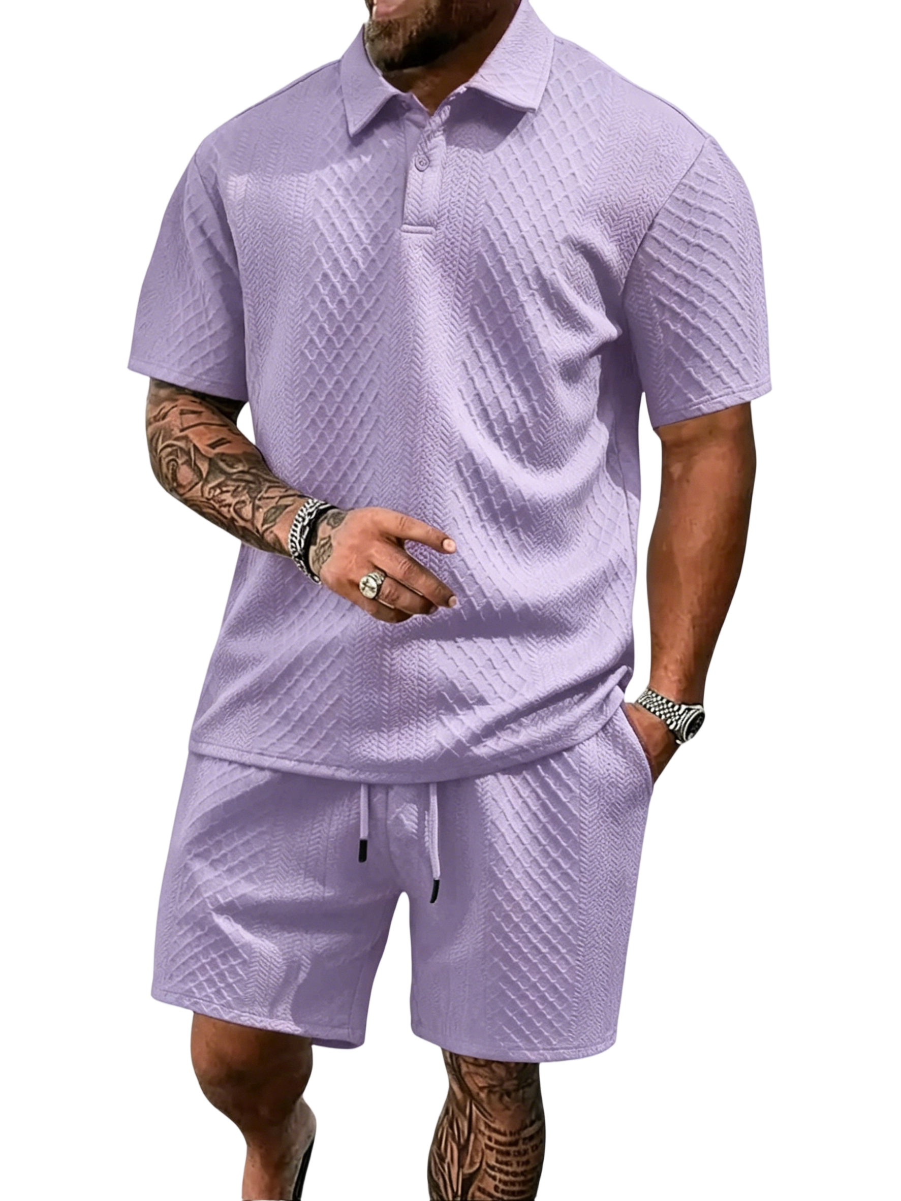 Men's Polo Shirt and Drawstring Shorts Set