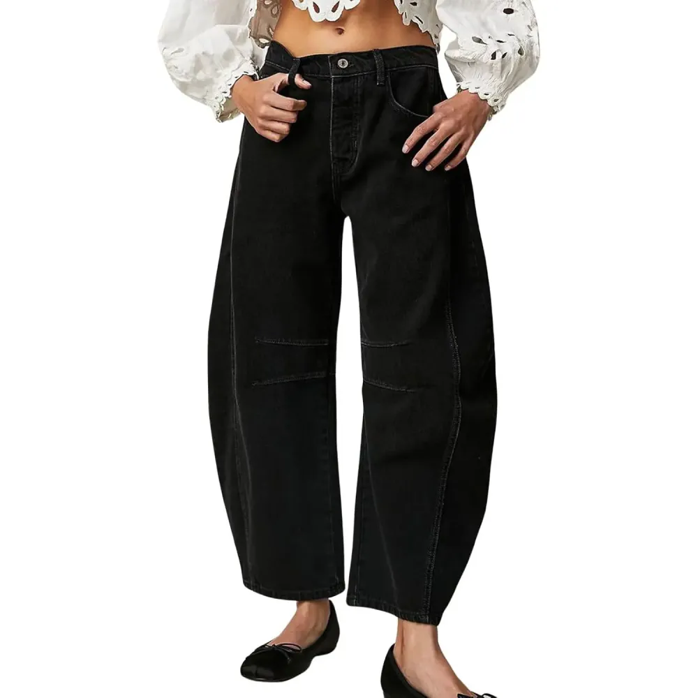  Barrel Jeans - Women Wide Leg Cropped Jeans