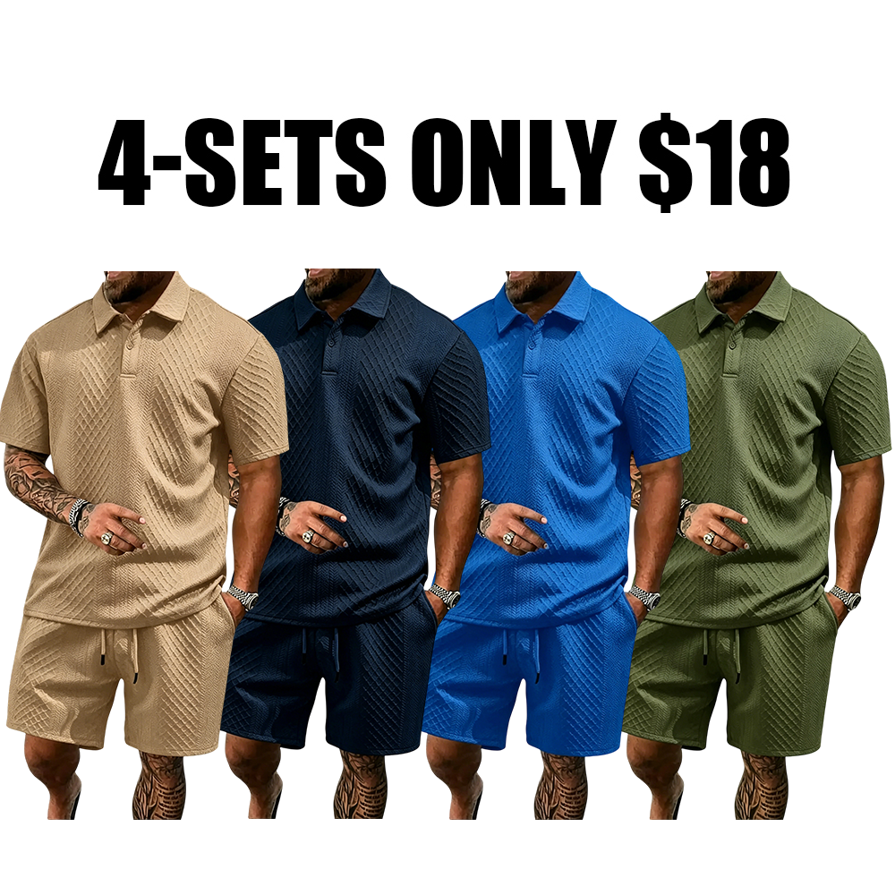 Men's Polo Shirt and Drawstring Shorts Set
