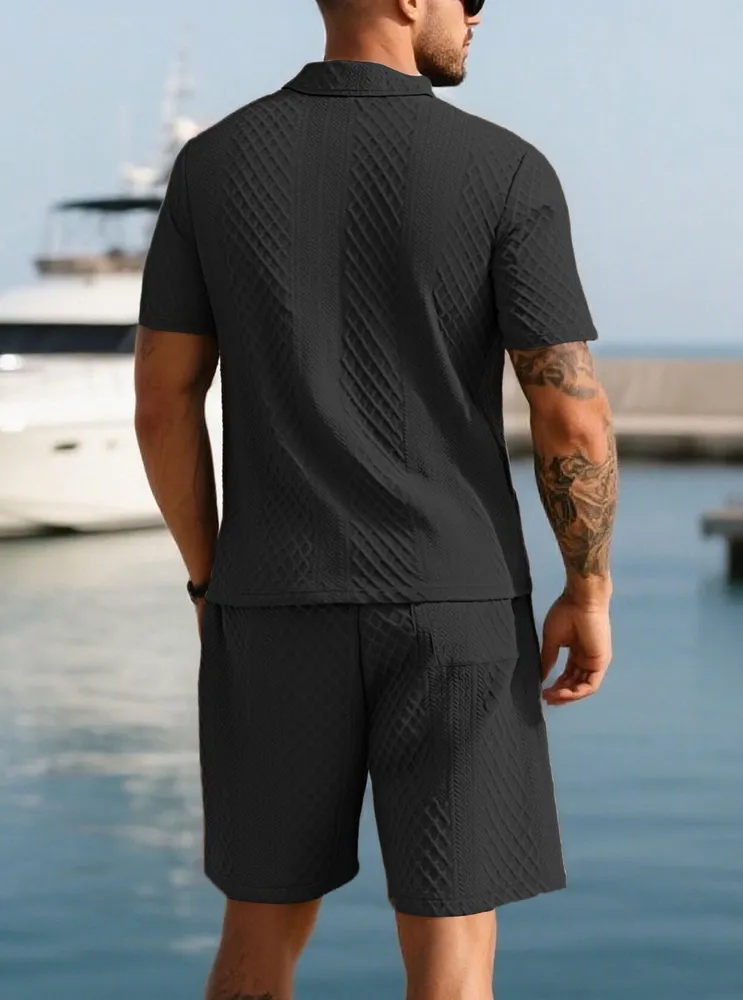 Men's Polo Shirt and Drawstring Shorts Set