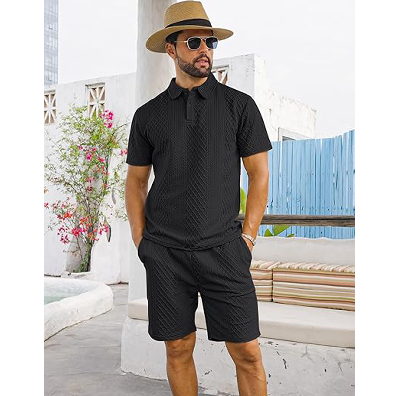 Men's Polo Shirt and Drawstring Shorts Set