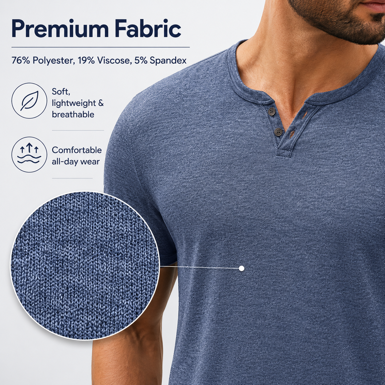Heathered lightweight fabric detail