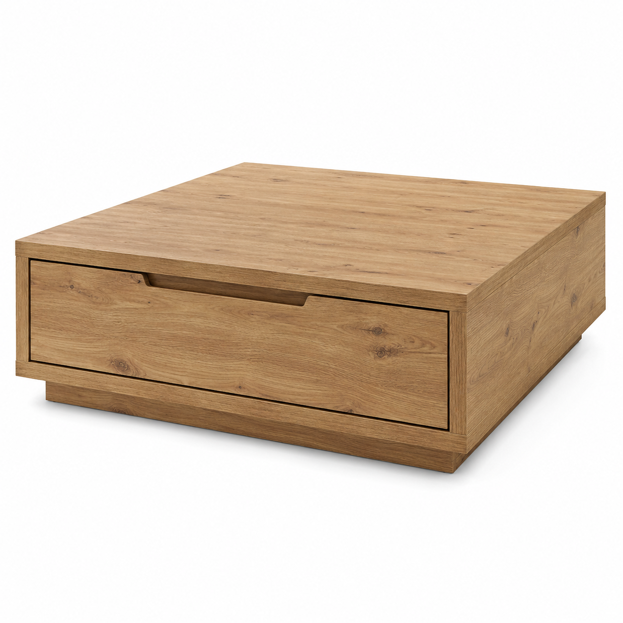 Quadratischer Couchtisch Wildeiche-Optik 90x90 cm mit Schublade-OakveraLiving