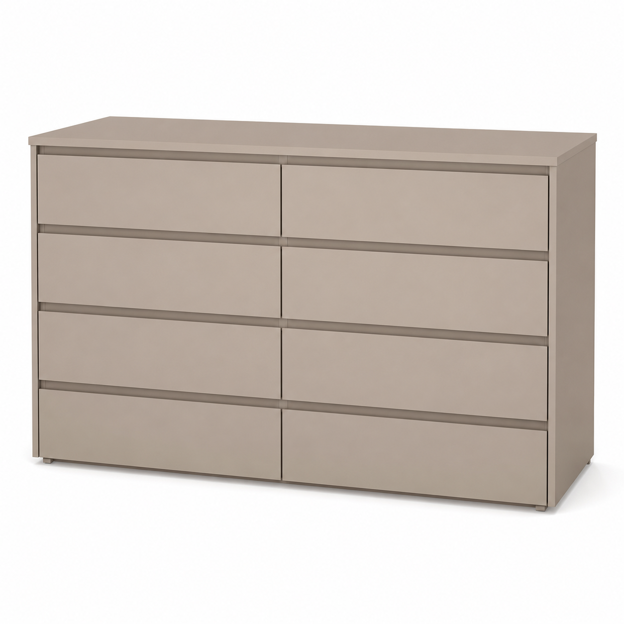 Kommode Greige 140 cm mit grifflosen Schubladen-OakveraLiving