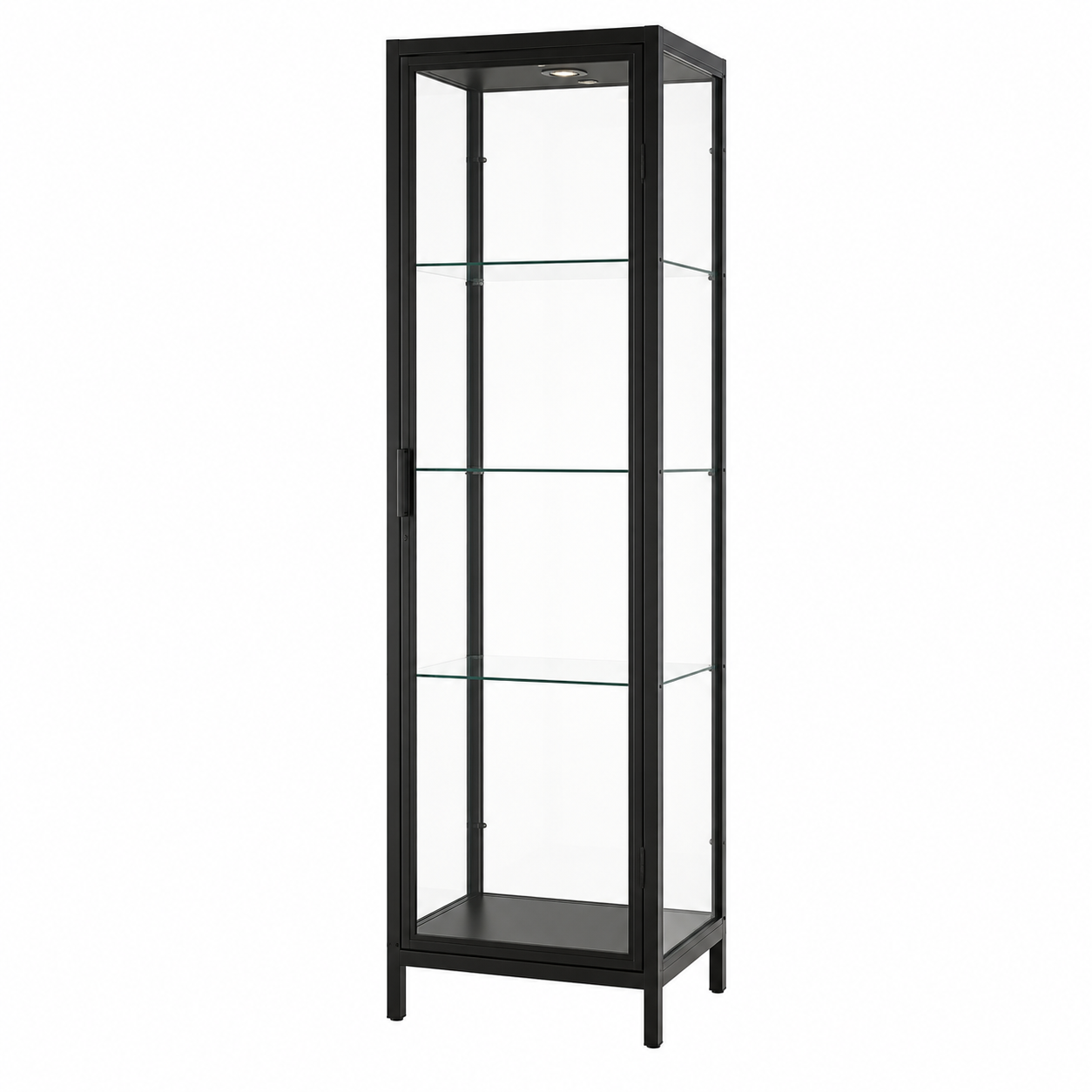 Schmale Glasvitrine Schwarz 60 cm mit Metallrahmen