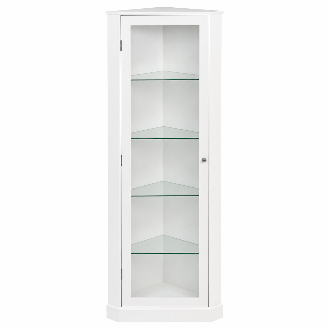 Eckvitrine Weiß Matt mit Glasböden für Wohnaccessoires-OakveraLiving