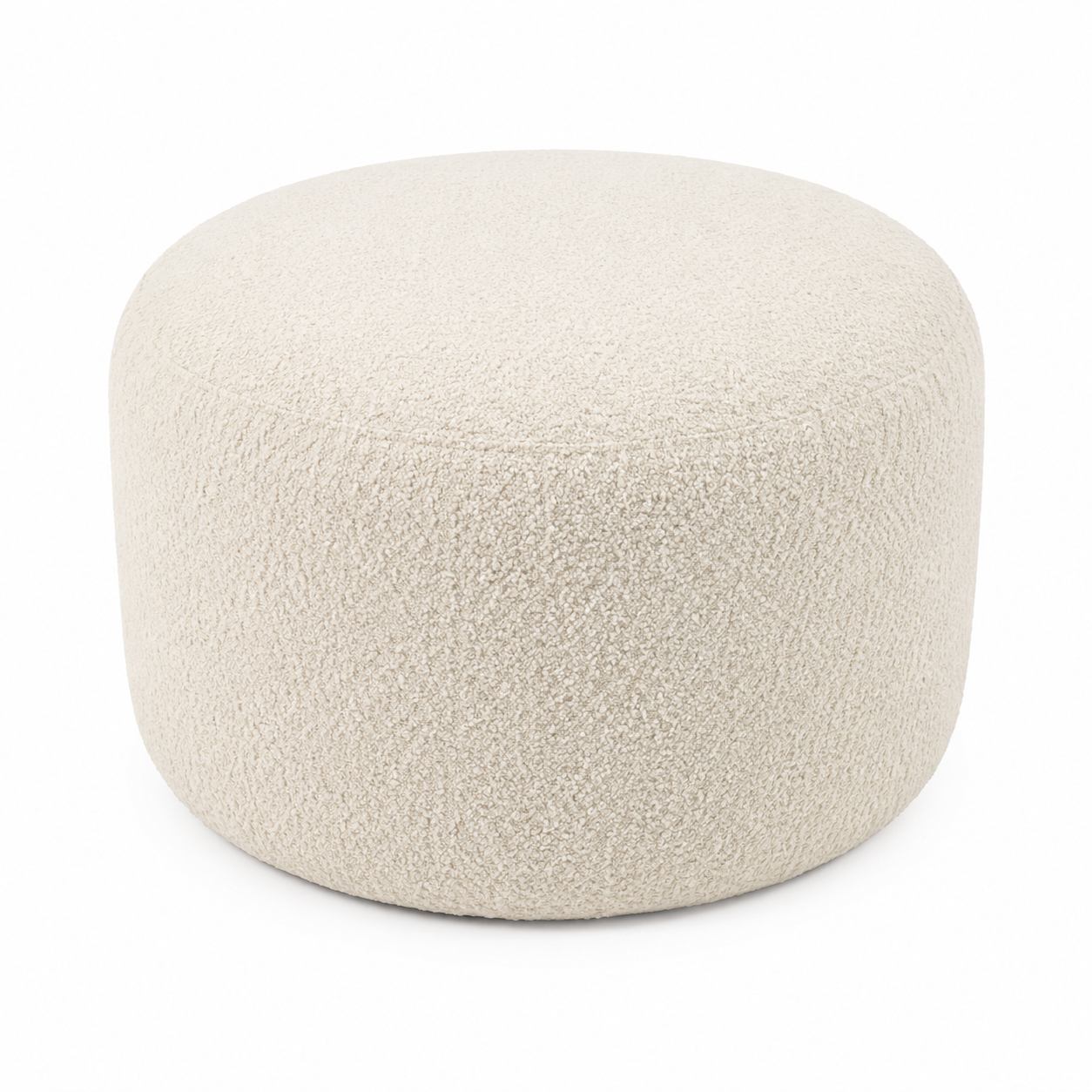 Runder Pouf Bouclé Creme Ø55 cm mit weicher Polsterung-OakveraLiving