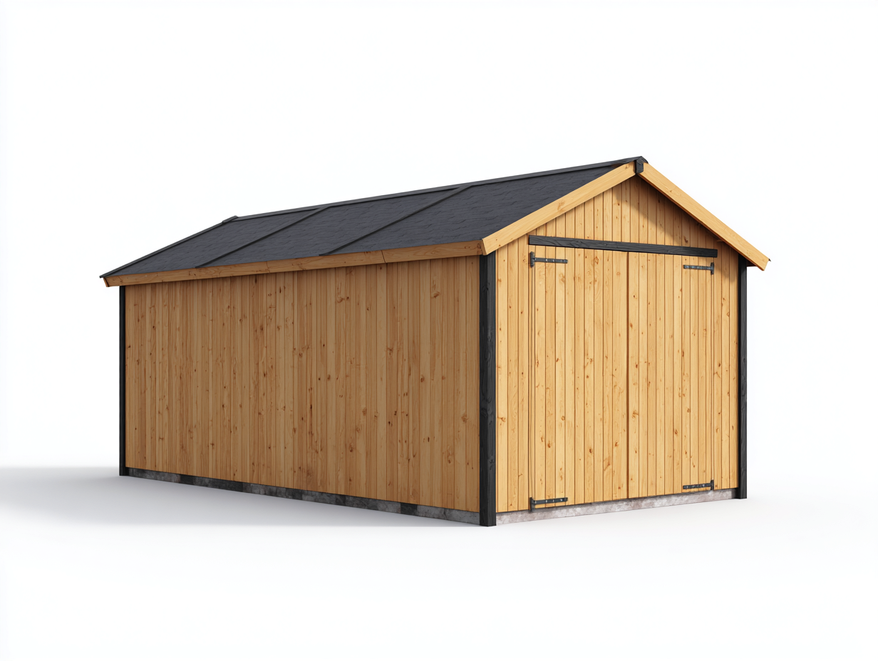 Gartenhäuser Holz Gartenhaus 300x200x210 cm - Naturfarbe-Schwarz - Satteldach Design-Hataiadecor