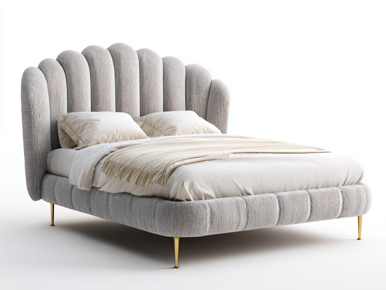 Doppelbett Polsterbett Stoff 210x170x110 cm - Hellgrau - Modernes Design-Hataiadecor