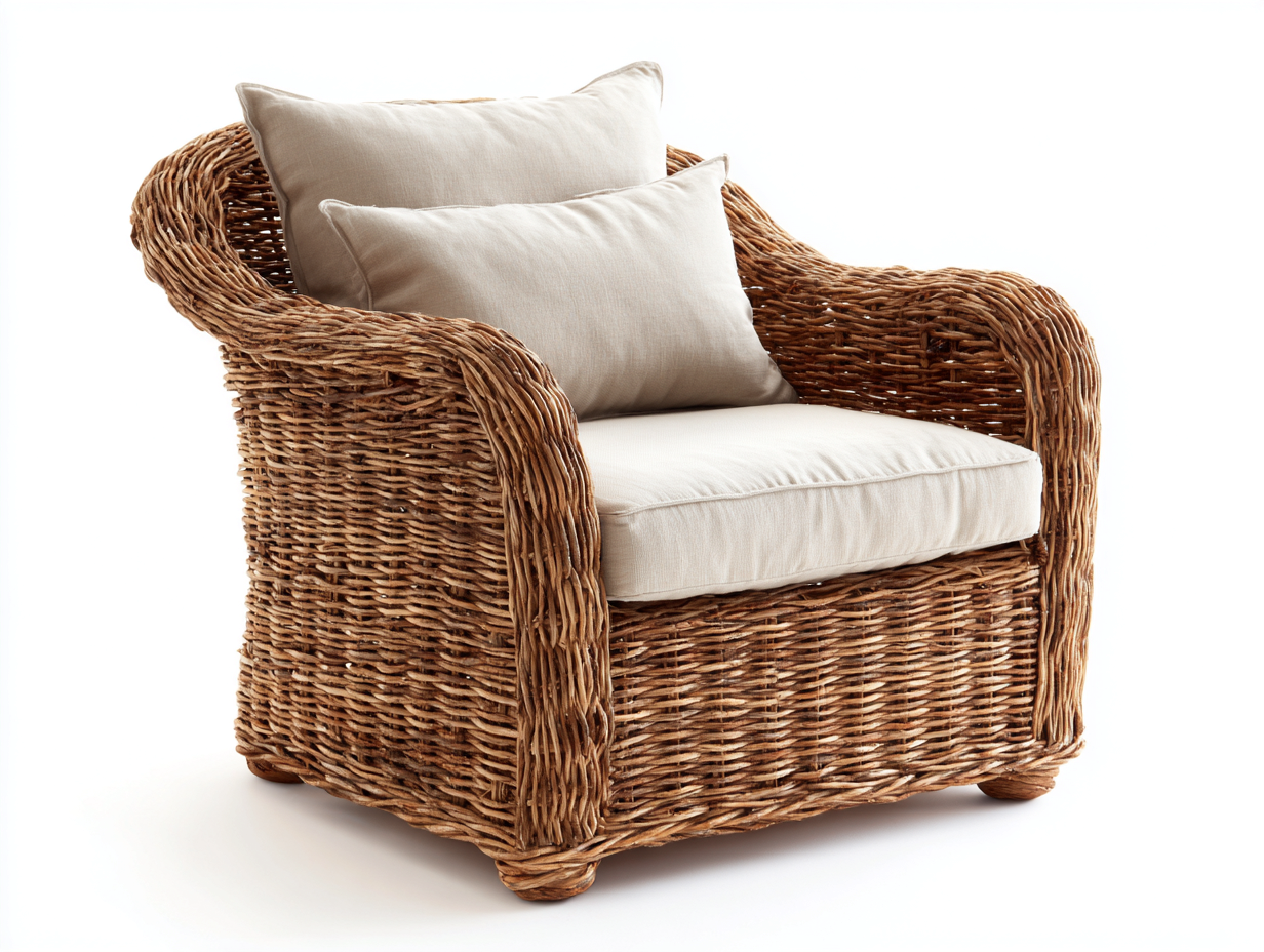 Polyrattan Gartensessel Geflecht 95x85x80 cm Braun-Beige Natürlicher Loungesessel-Hataiadecor