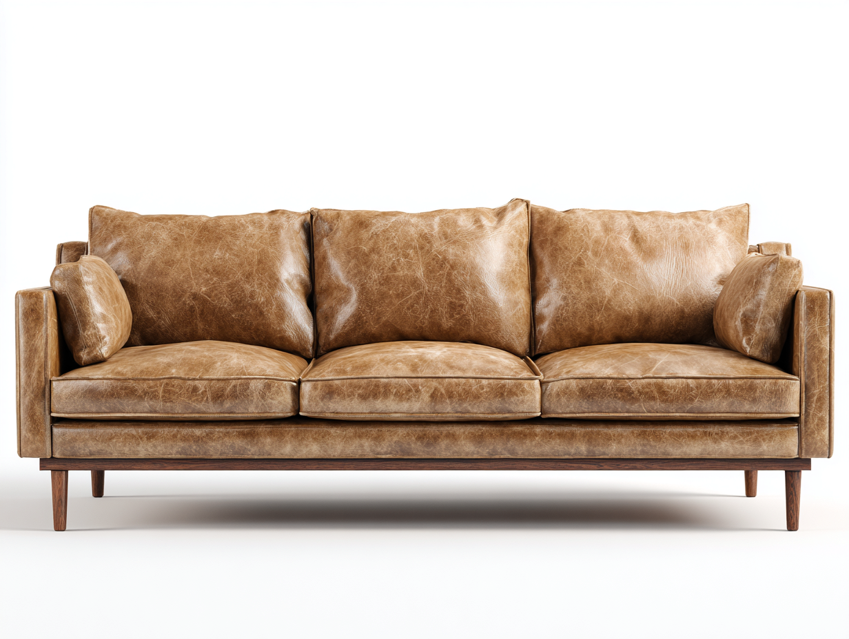3 Sitzer Sofas Kunstleder 230x90x82 cm Hellbraun Modernes Wohnzimmer Sofa-Lovexvohome