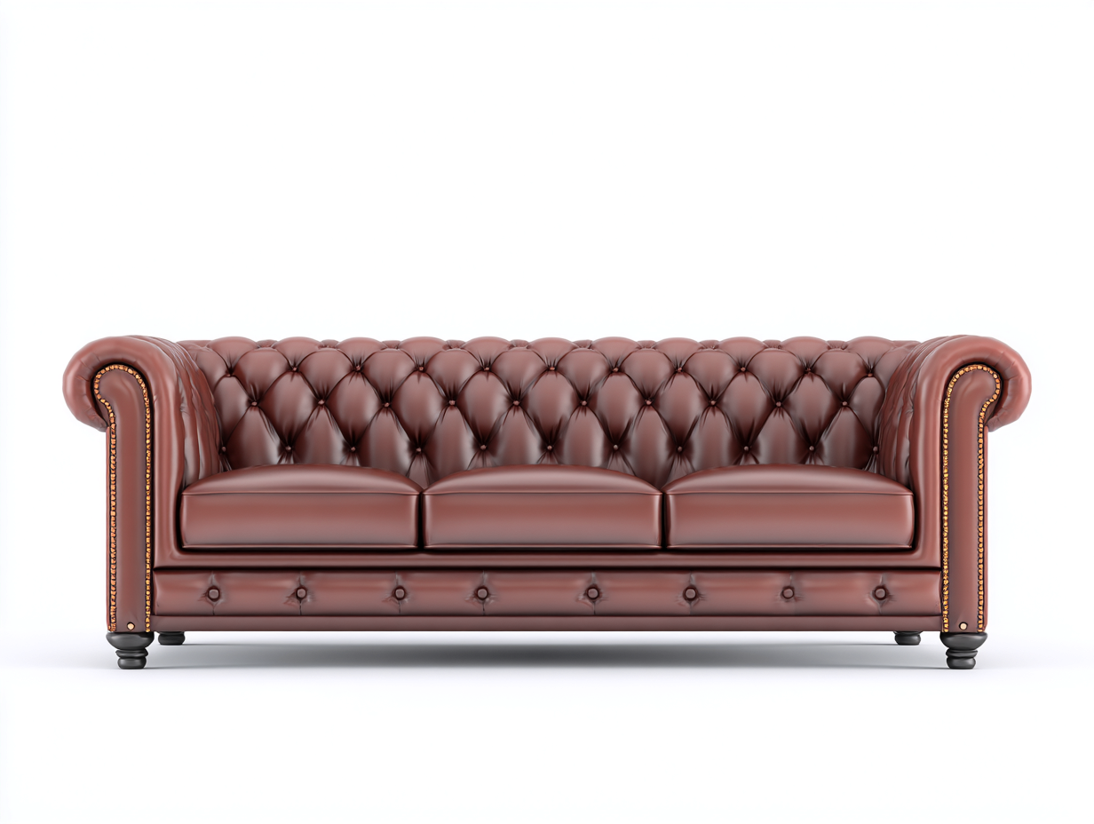 3 Sitzer Sofa Leder 225x88x78 cm - Braun - Chesterfield Stil-Lovexvohome