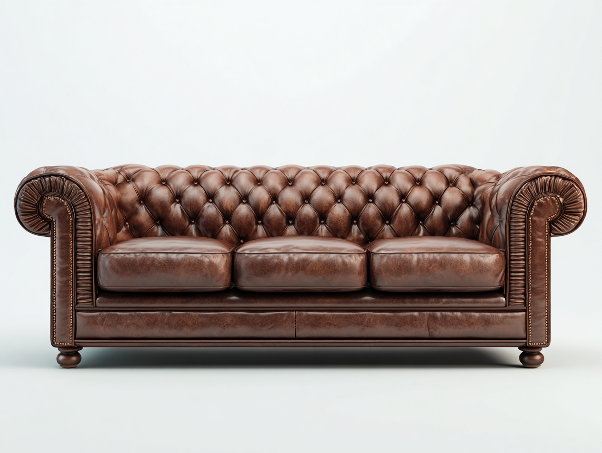 3 Sitzer Sofas Kunstleder 220x90x78 cm Braun Klassisches Chesterfield Sofa-Lovexvohome