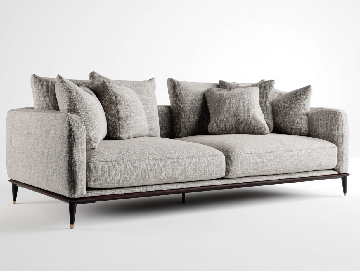 Zweisitzer Sofa 195x92x82 cm Stoffbezug Metallfüße - grau schwarz - modernes Design-Lovexvohome