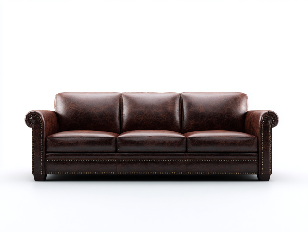 3 Sitzer Sofas Lederoptik 215x88x82 cm - Dunkelbraun - klassisches Design für Wohnzimmer-Lovexvohome