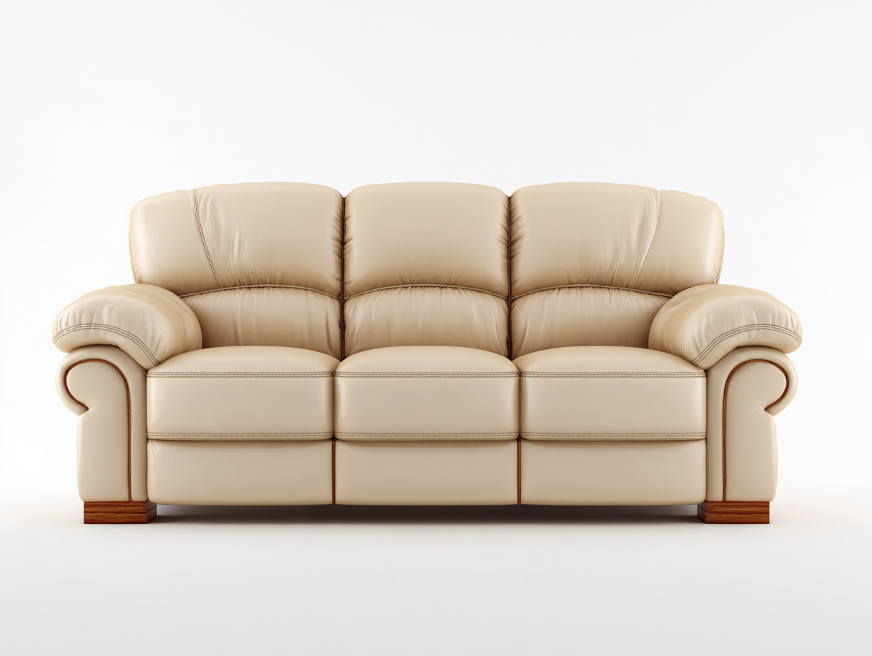 3 Sitzer Sofas Kunstleder 210x95x95 cm - Beige - Komfortables Design-Lovexvohome