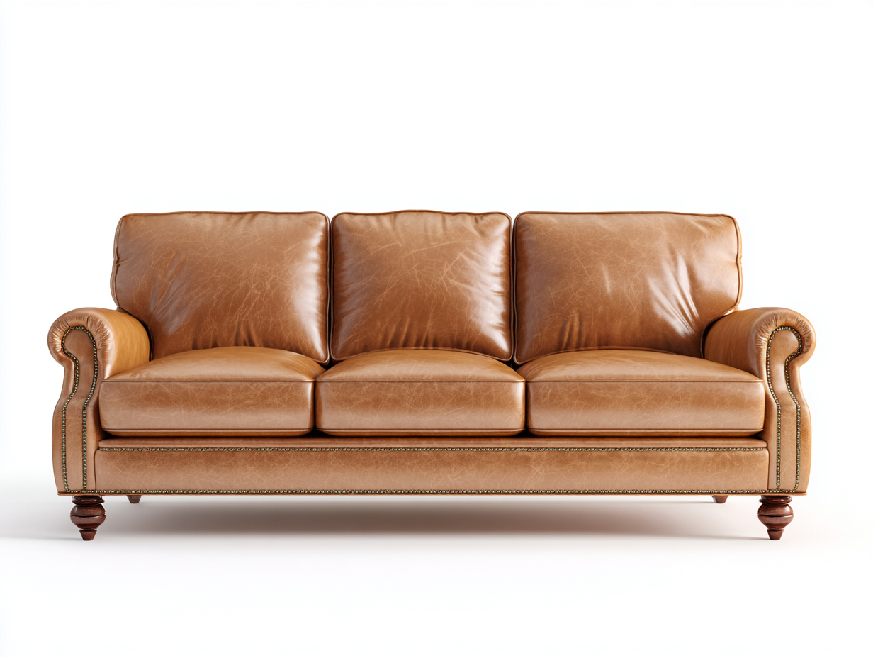 3 Sitzer Sofas 225x90x88 cm Kunstleder Holzfüße - braun - klassisches Design-Lovexvohome