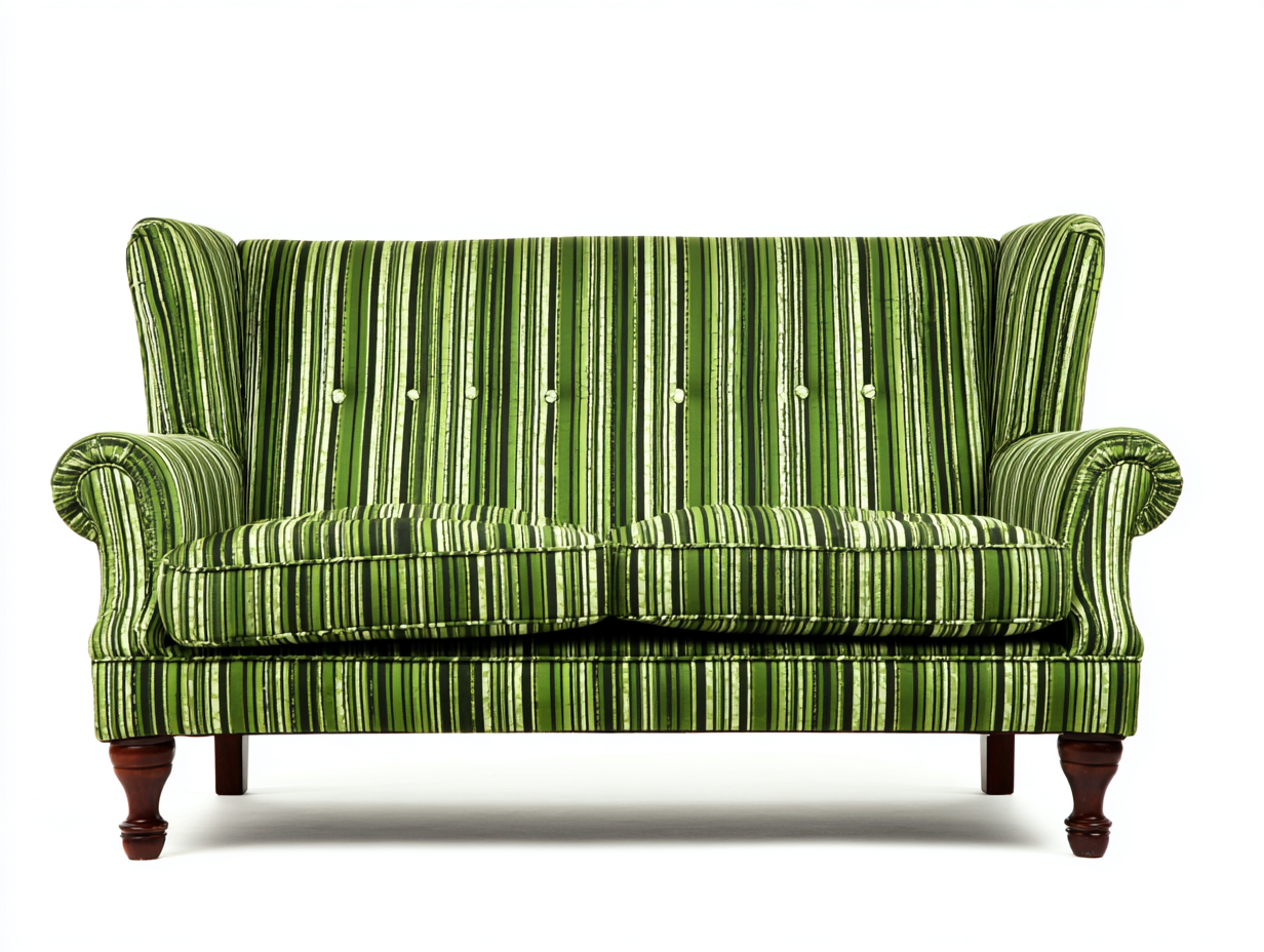 Zweisitzer Sofa Stoff 165x85x95 cm Grün Gestreiftes Ohrensofa-Lovexvohome
