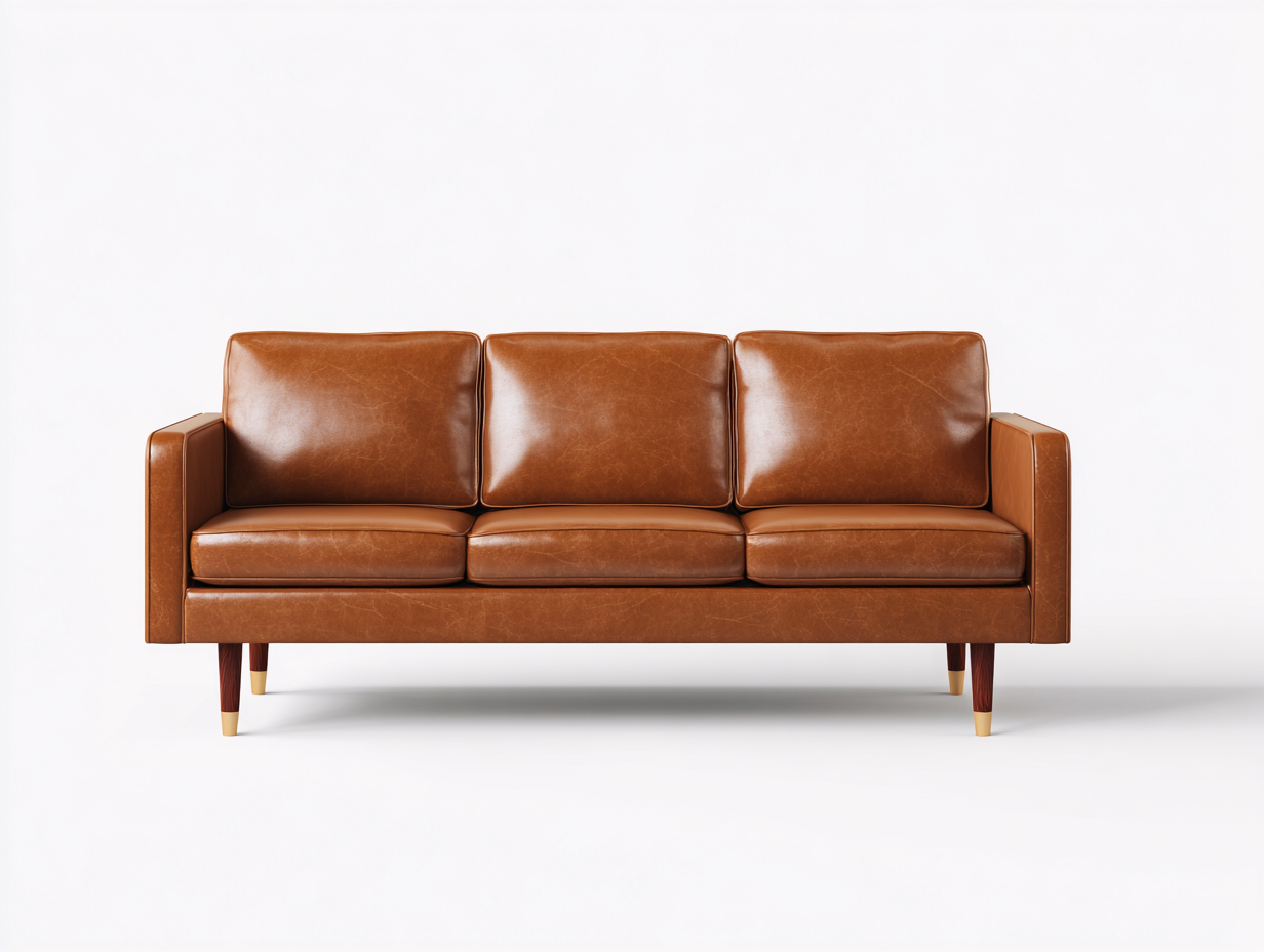 3 Sitzer Sofas 215x88x82 cm Kunstleder Holzbeine - braun - modernes Design-Lovexvohome