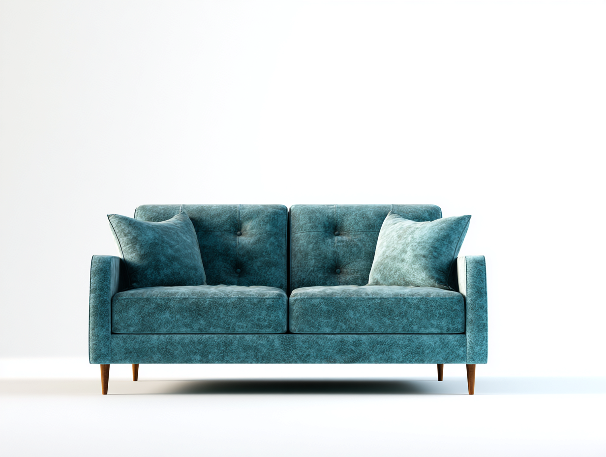 Zweisitzer Sofa Samtoptik 170x82x84 cm - Türkis-Natur - modernes Design für Wohnzimmer-Lovexvohome