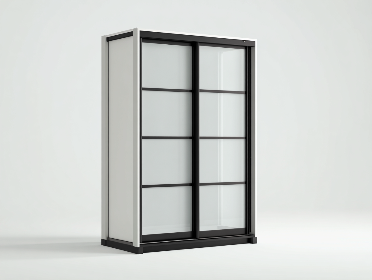 Kleiderschränke mit Schiebetüren Holzwerkstoff und Glas 120x60x200 cm Weiß-Schwarz Moderner Kleiderschrank-Lovexvohome