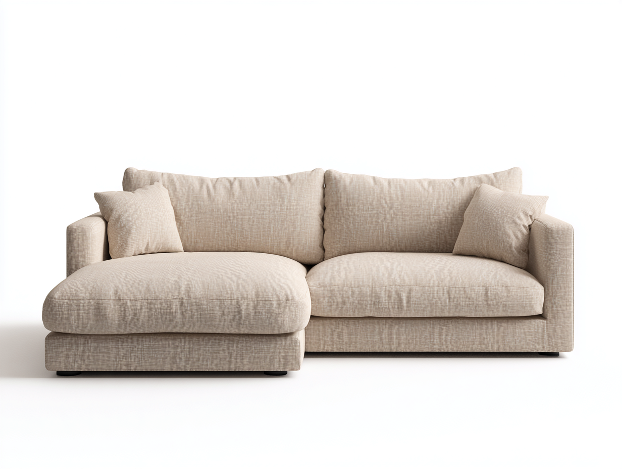 Ecksofa Stoff 275x165x82 cm Beige-Schwarz Modernes Wohnzimmer Sofa-Ralenlycasa