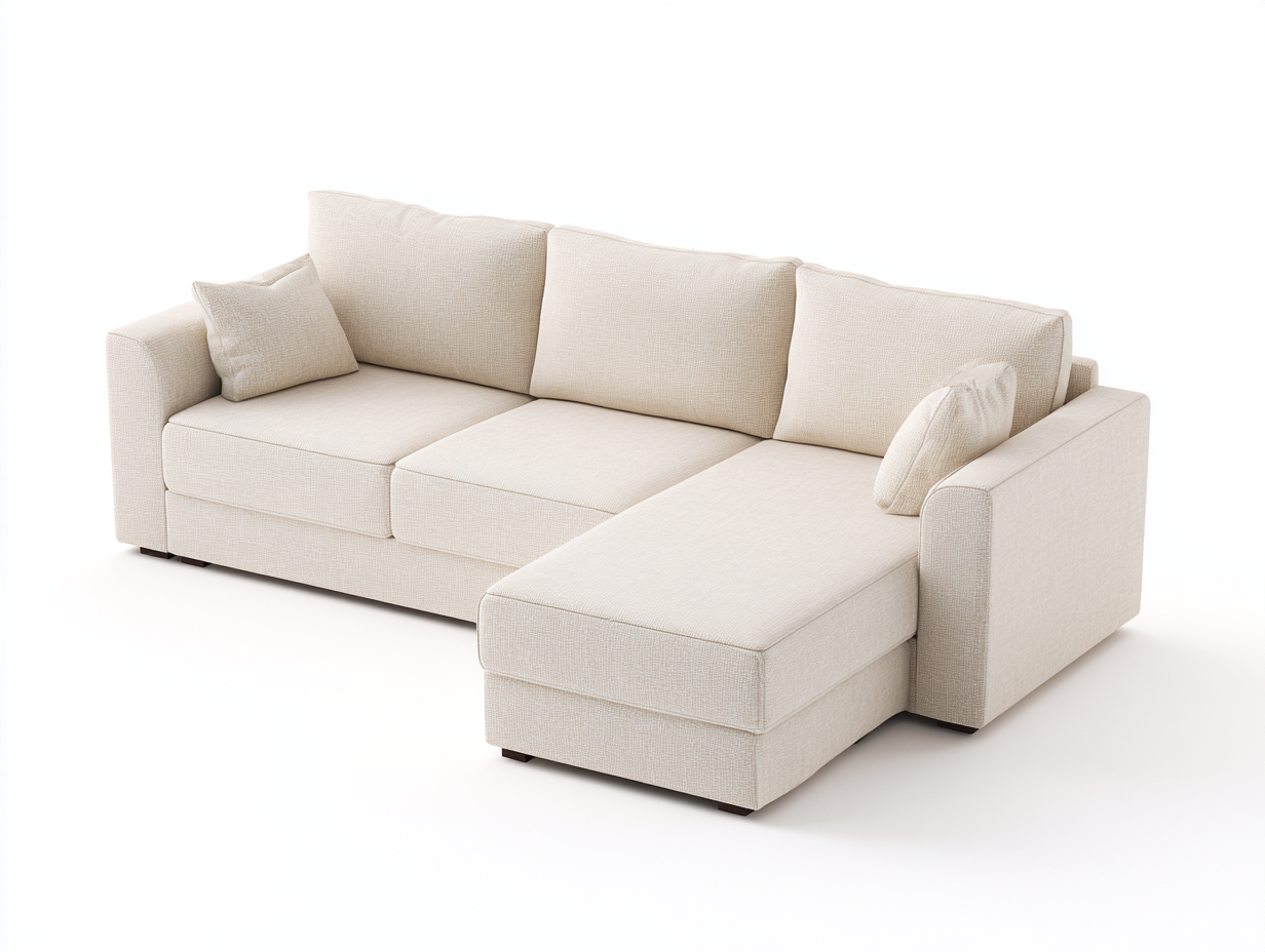 Ecksofa Stoff 255x170x84 cm Beige Modernes Wohnzimmer Sofa-Ralenlycasa