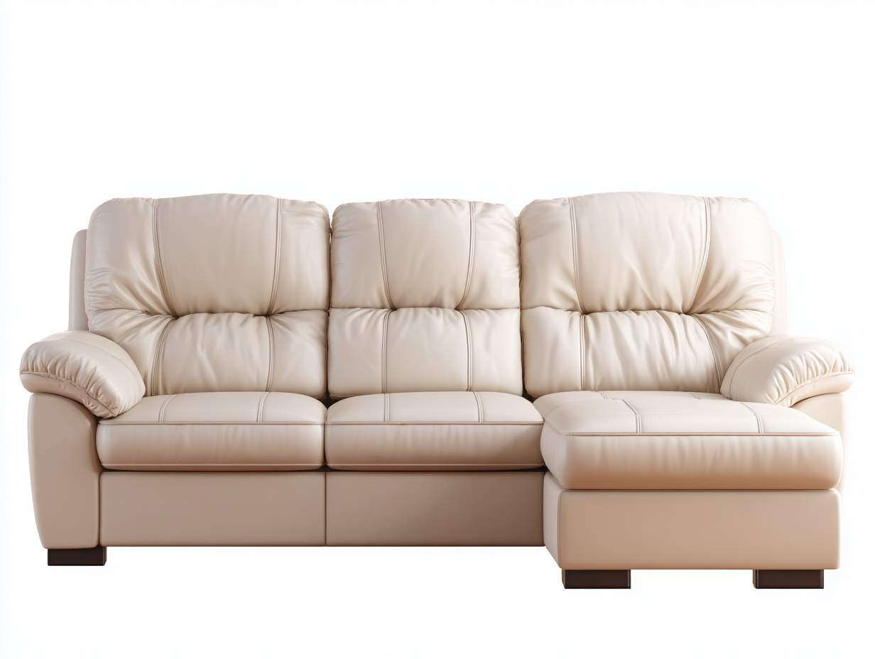 Ecksofa Kunstleder 260x170x95 cm - Cremeweiß-Braun - Modernes Design-Ralenlycasa