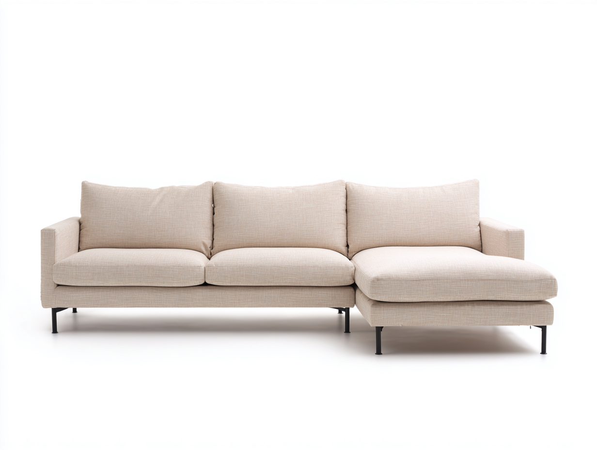 Ecksofa Stoff 270x165x82 cm - Beige-Schwarz - modernes Design für Wohnzimmer-Ralenlycasa