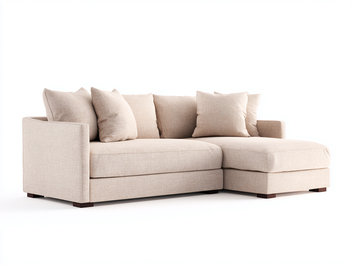 Ecksofa Stoff 255x165x82 cm - Beige-Braun - Modernes Design-Ralenlycasa