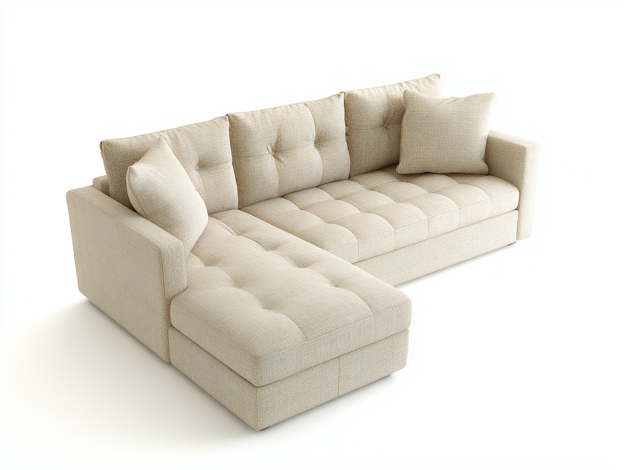 Ecksofa Stoff 250x165x82 cm Beige Modernes Wohnzimmer Sofa-Ralenlycasa