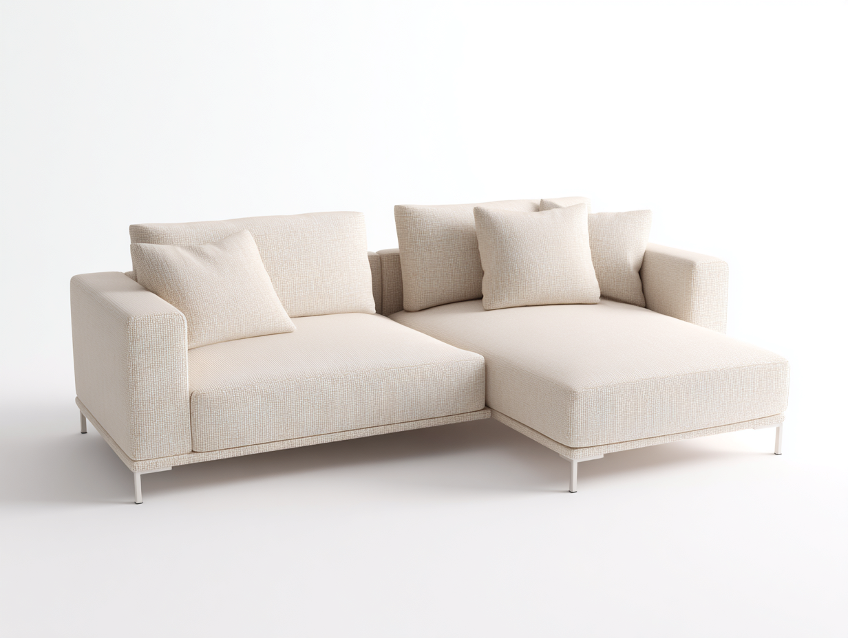 Ecksofa Stoff 260x170x78 cm - Creme - modernes Design für Wohnzimmer-Ralenlycasa