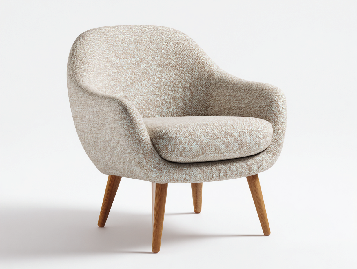 Sillón de tela tapizado 78x72x75 cm beige diseño moderno salón patas de madera-Falolinest