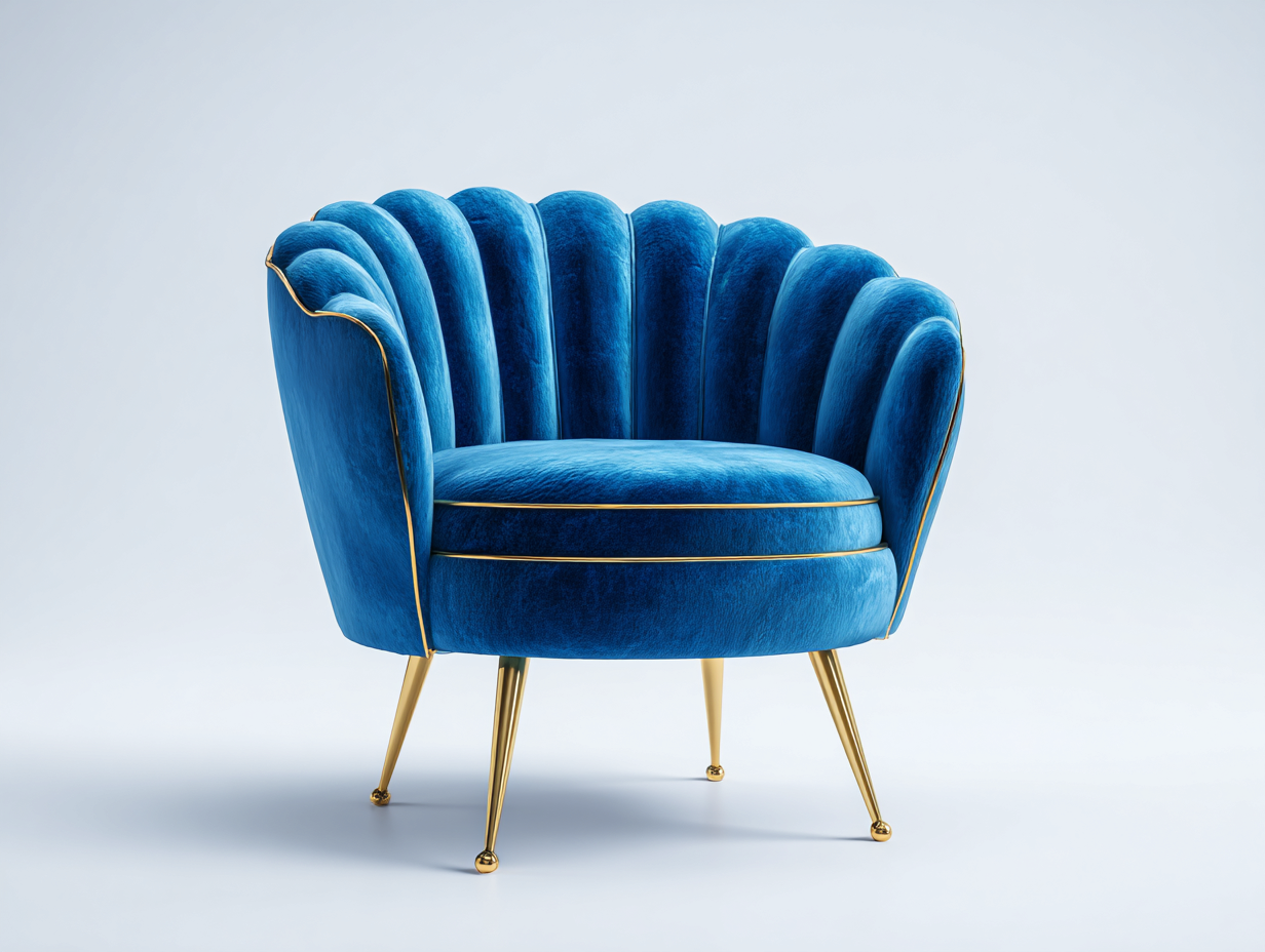 Sillón de tela tapizado 80x75x70 cm azul diseño moderno terciopelo salón-Falolinest