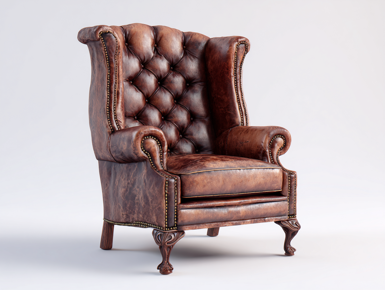 Sillón de piel cuero 85x80x105 cm - marrón - diseño clásico confort salón-Falolinest