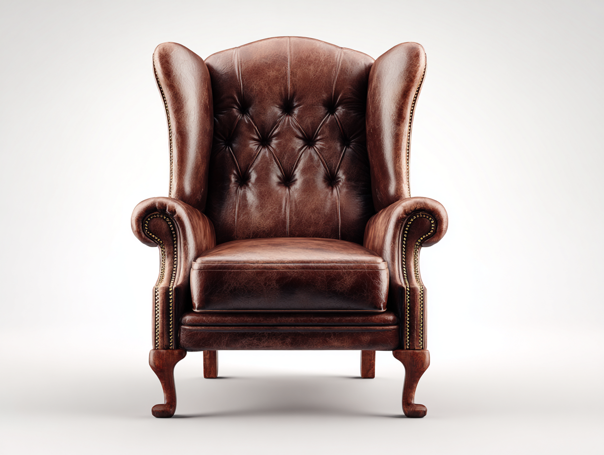 Sillón de piel tapizado 85x90x105 cm marrón diseño clásico capitoné salón-Falolinest