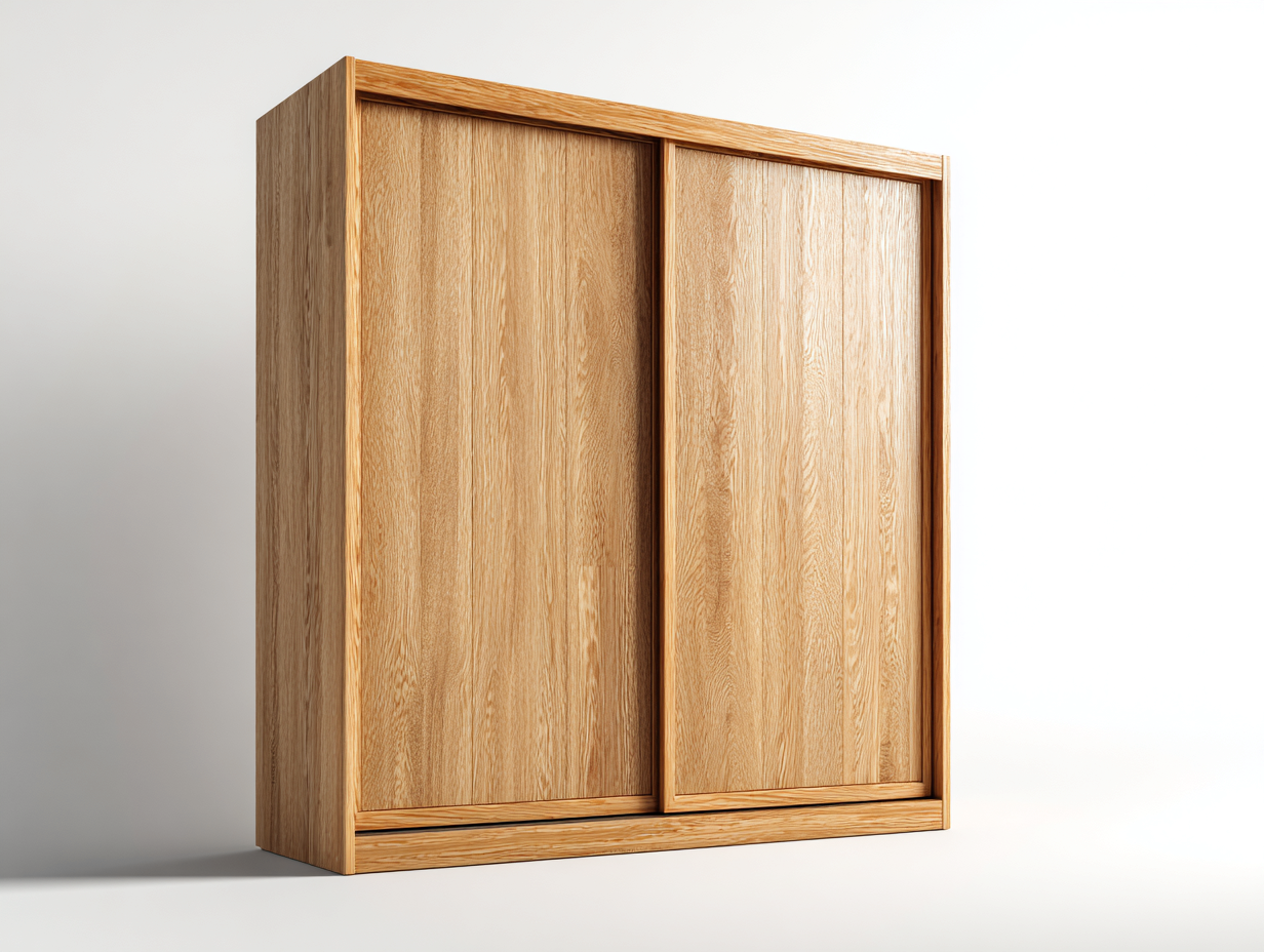 Armario con puertas correderas madera 180x60x200 cm roble claro diseño moderno almacenamiento-Falolinest