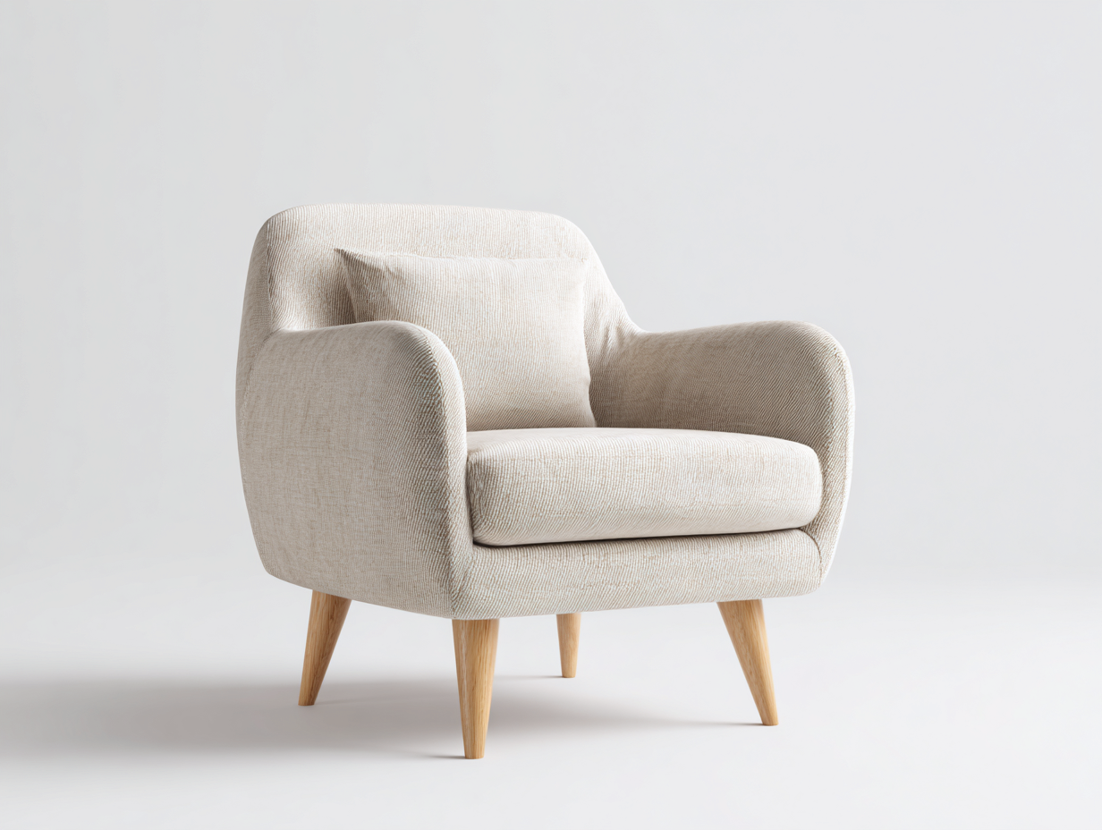 Sillón de tela beige 78x75x82 cm salón diseño moderno acolchado-Falolinest