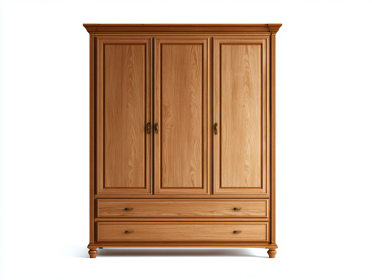 Armarios de tres puertas madera 160x60x200 cm - madera - diseño clásico almacenamiento dormitorio-Falolinest